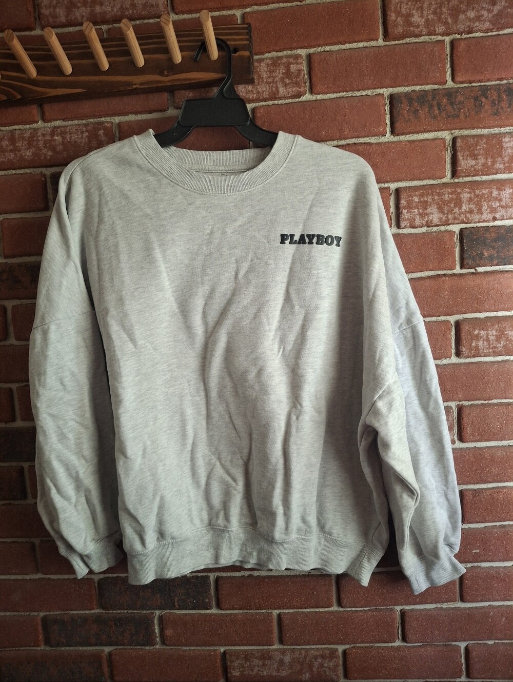 PLAYBOY Light Gray Crewneck Sweatshirt with Chest Logo